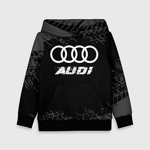 Детская толстовка Audi speed на темном фоне со следами шин / 3D-Черный – фото 1