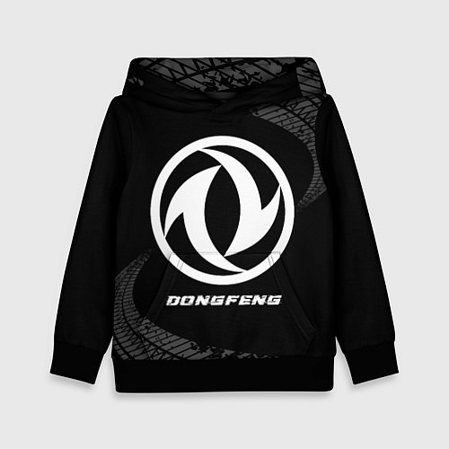 Детская толстовка Dongfeng speed на темном фоне со следами шин / 3D-Черный – фото 1