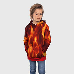 Толстовка-худи детская Пламя огня, цвет: 3D-красный — фото 2