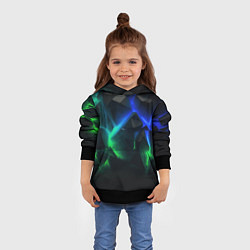 Толстовка-худи детская Разлом синих и зеленых плит, цвет: 3D-черный — фото 2
