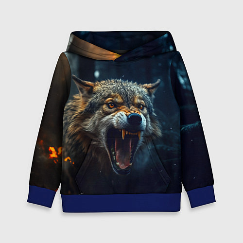 Детская толстовка Волк рассвет / 3D-Синий – фото 1