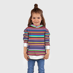 Толстовка-худи детская Яркие полоски, цвет: 3D-белый — фото 2