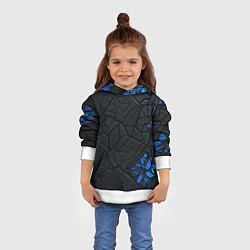 Толстовка-худи детская Черные плиты с синими вставками, цвет: 3D-белый — фото 2