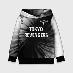 Толстовка-худи детская Tokyo Revengers glitch на темном фоне: символ свер, цвет: 3D-черный