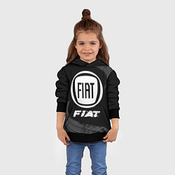 Толстовка-худи детская Fiat speed на темном фоне со следами шин, цвет: 3D-черный — фото 2