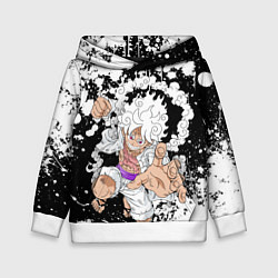Толстовка-худи детская Луффи из Ван Пис - Gear 5, цвет: 3D-белый