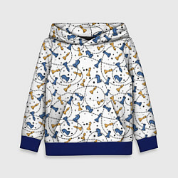Толстовка-худи детская Синие и желтые шахматные фигуры на белом фоне, цвет: 3D-синий