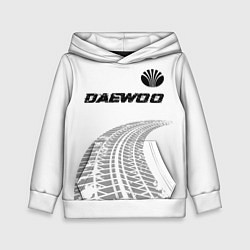 Толстовка-худи детская Daewoo speed на светлом фоне со следами шин: симво, цвет: 3D-белый
