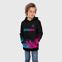 Толстовка-худи детская Citroen - neon gradient: символ сверху, цвет: 3D-черный — фото 2