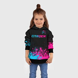 Толстовка-худи детская Citroen - neon gradient: символ сверху, цвет: 3D-черный — фото 2
