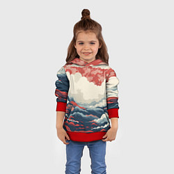 Толстовка-худи детская Японская живопись, цвет: 3D-красный — фото 2
