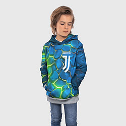 Толстовка-худи детская Juventus blue green neon, цвет: 3D-меланж — фото 2