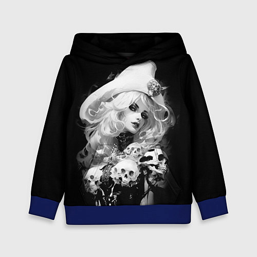 Детская толстовка Ведьма в белой треуголке / 3D-Синий – фото 1