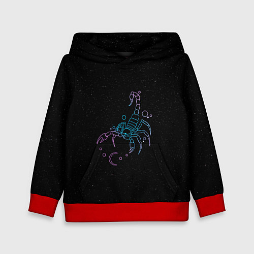 Детская толстовка Знак зодиака скорпион - космос / 3D-Красный – фото 1