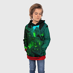 Толстовка-худи детская Зелёный город, цвет: 3D-красный — фото 2