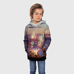 Толстовка-худи детская Салют в ночном небе, цвет: 3D-черный — фото 2