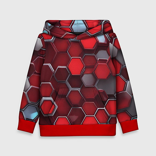 Детская толстовка Cyber hexagon red / 3D-Красный – фото 1