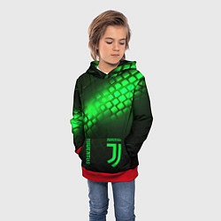 Толстовка-худи детская Juventus green logo neon, цвет: 3D-красный — фото 2