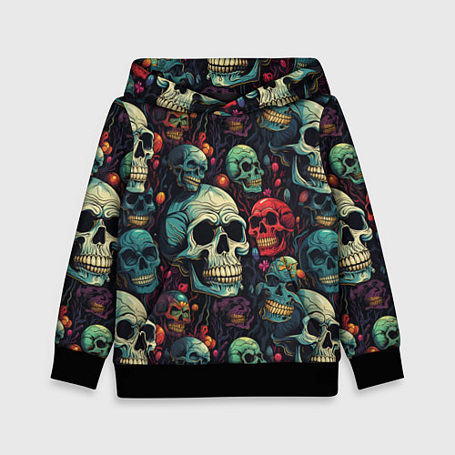 Детская толстовка Милый skull / 3D-Черный – фото 1