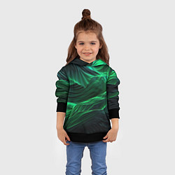 Толстовка-худи детская Зеленая абстракция, цвет: 3D-черный — фото 2