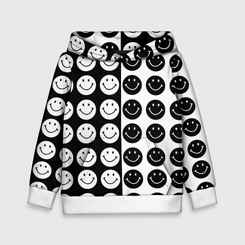 Детская толстовка Smiley black and white / 3D-Белый – фото 1