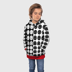 Толстовка-худи детская Smiley black and white, цвет: 3D-красный — фото 2
