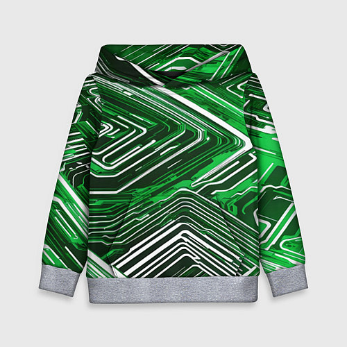 Детская толстовка Кибер линии Зелёный-белый / 3D-Меланж – фото 1