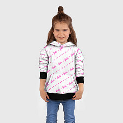 Толстовка-худи детская Барби паттерн - логотип и сердечки, цвет: 3D-черный — фото 2