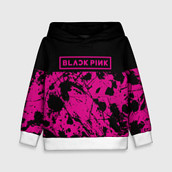 Толстовка-худи детская Black pink - emblem - pattern - music, цвет: 3D-белый