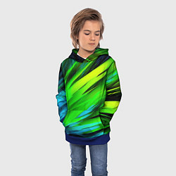 Толстовка-худи детская Green abstract, цвет: 3D-синий — фото 2