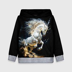 Толстовка-худи детская Конь Белая молния, цвет: 3D-меланж