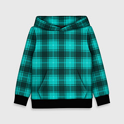 Толстовка-худи детская Шотландка светло-бирюзовый, цвет: 3D-черный