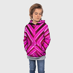 Толстовка-худи детская Розовые абстрактные трубочки, цвет: 3D-меланж — фото 2