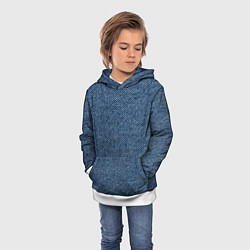 Толстовка-худи детская Текстура джинсы, цвет: 3D-белый — фото 2