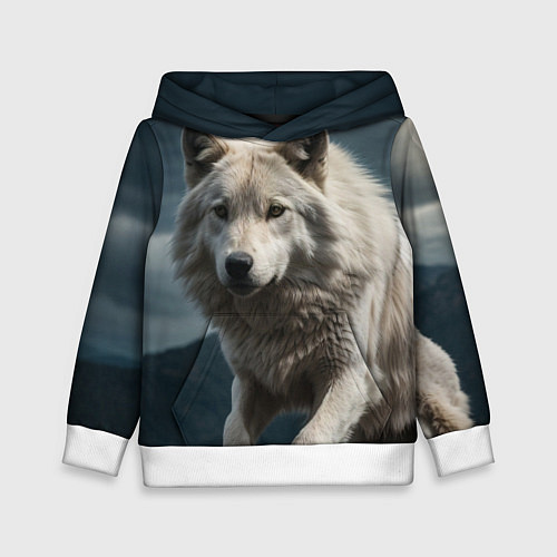 Детская толстовка Белый волк вожак стаи / 3D-Белый – фото 1