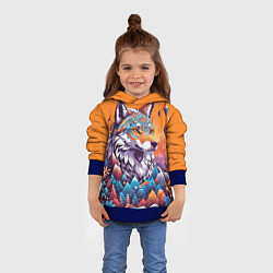 Толстовка-худи детская Рыжая лисичка - тотемное животное, цвет: 3D-синий — фото 2