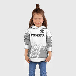 Толстовка-худи детская Toyota speed на светлом фоне со следами шин: симво, цвет: 3D-белый — фото 2