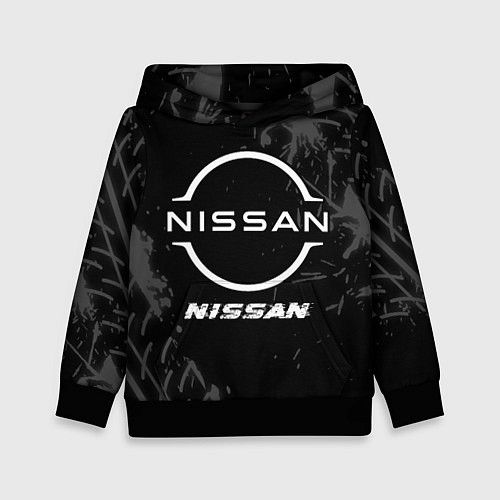 Детская толстовка Nissan speed на темном фоне со следами шин / 3D-Черный – фото 1