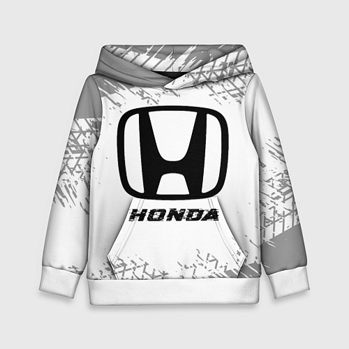 Детская толстовка Honda speed на светлом фоне со следами шин / 3D-Белый – фото 1