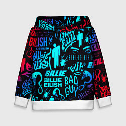 Толстовка-худи детская Billie Eilish neon pattern, цвет: 3D-белый