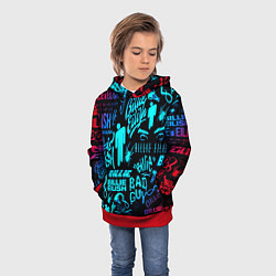 Толстовка-худи детская Billie Eilish neon pattern, цвет: 3D-красный — фото 2