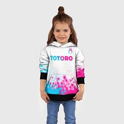 Толстовка-худи детская Totoro neon gradient style: символ сверху, цвет: 3D-черный — фото 2