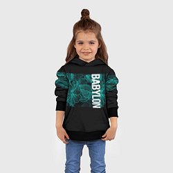 Толстовка-худи детская Вавилон на фоне цветочных узоров, цвет: 3D-черный — фото 2