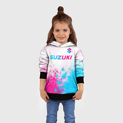 Толстовка-худи детская Suzuki neon gradient style: символ сверху, цвет: 3D-черный — фото 2