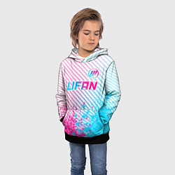 Толстовка-худи детская Lifan neon gradient style: символ сверху, цвет: 3D-черный — фото 2
