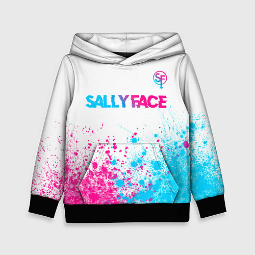 Детская толстовка Sally Face neon gradient style: символ сверху / 3D-Черный – фото 1