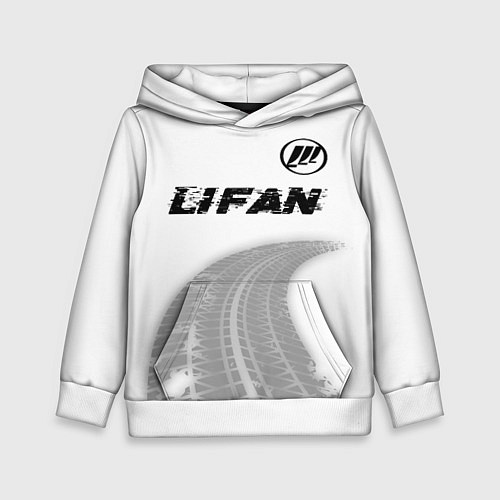 Детская толстовка Lifan speed на светлом фоне со следами шин: символ / 3D-Белый – фото 1