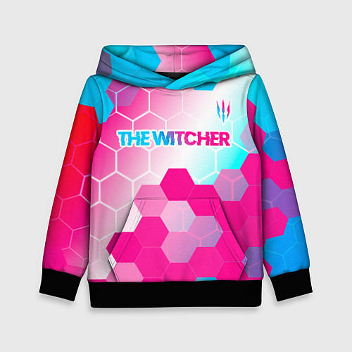 Детская толстовка The Witcher neon gradient style: символ сверху / 3D-Черный – фото 1