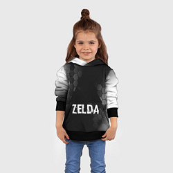 Толстовка-худи детская Zelda glitch на темном фоне, цвет: 3D-черный — фото 2