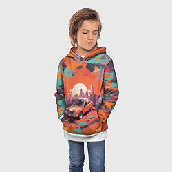 Толстовка-худи детская Автомобиль в оранжевом цвете, цвет: 3D-белый — фото 2